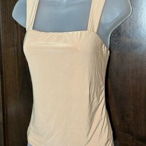 21 Saints NWT Women's Cream Sleeveless Top feminine wide straps straight neck L